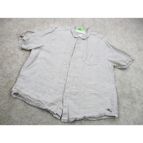 Tommy Bahama Shirt Mens Extra Large XL Beige Tan Linen Casual Camp Button Up - Picture 2 of 10